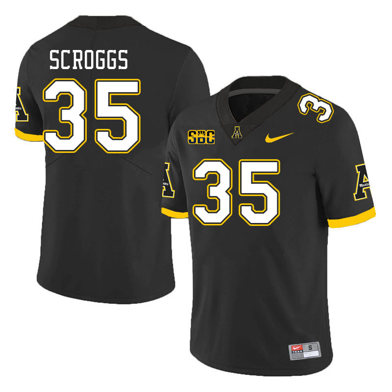 Men #35 Jack Scroggs Appalachian State Mountaineers College Football Jerseys Stitched Sale-Black